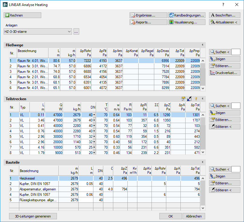 Analyse Heating Berechnung Linear AutoCAD