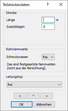 Dialog Teilstreckendaten Schemageneratoren LINEAR AutoCAD