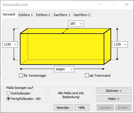 Vorwandtechnik Linear AutoCAD