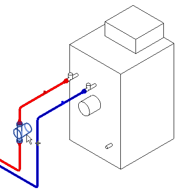 Pumpe an Rohr Modell Linear Revit