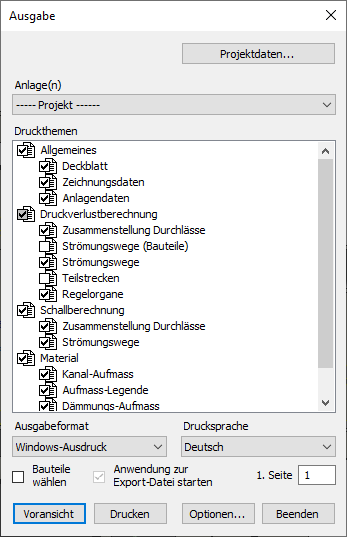 Dialog Ausgabe Linear Revit