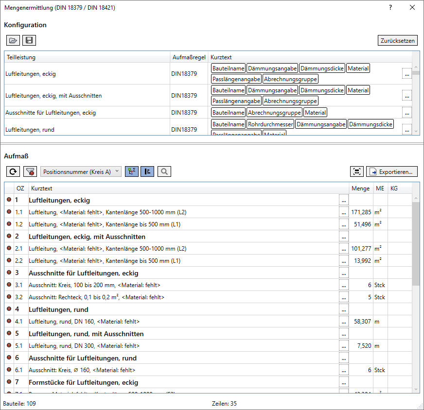 Mengenermittlung Linear Revit