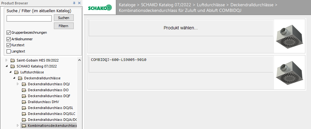 Product Browser Linear CAD Browser