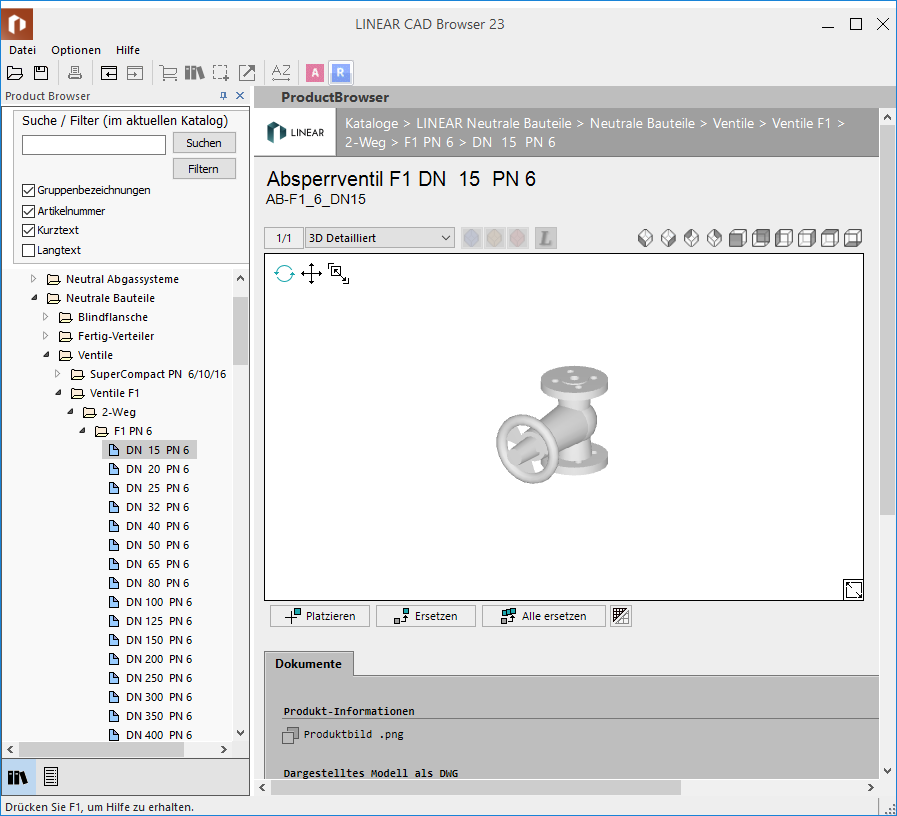 Linear CAD Browser Dialog