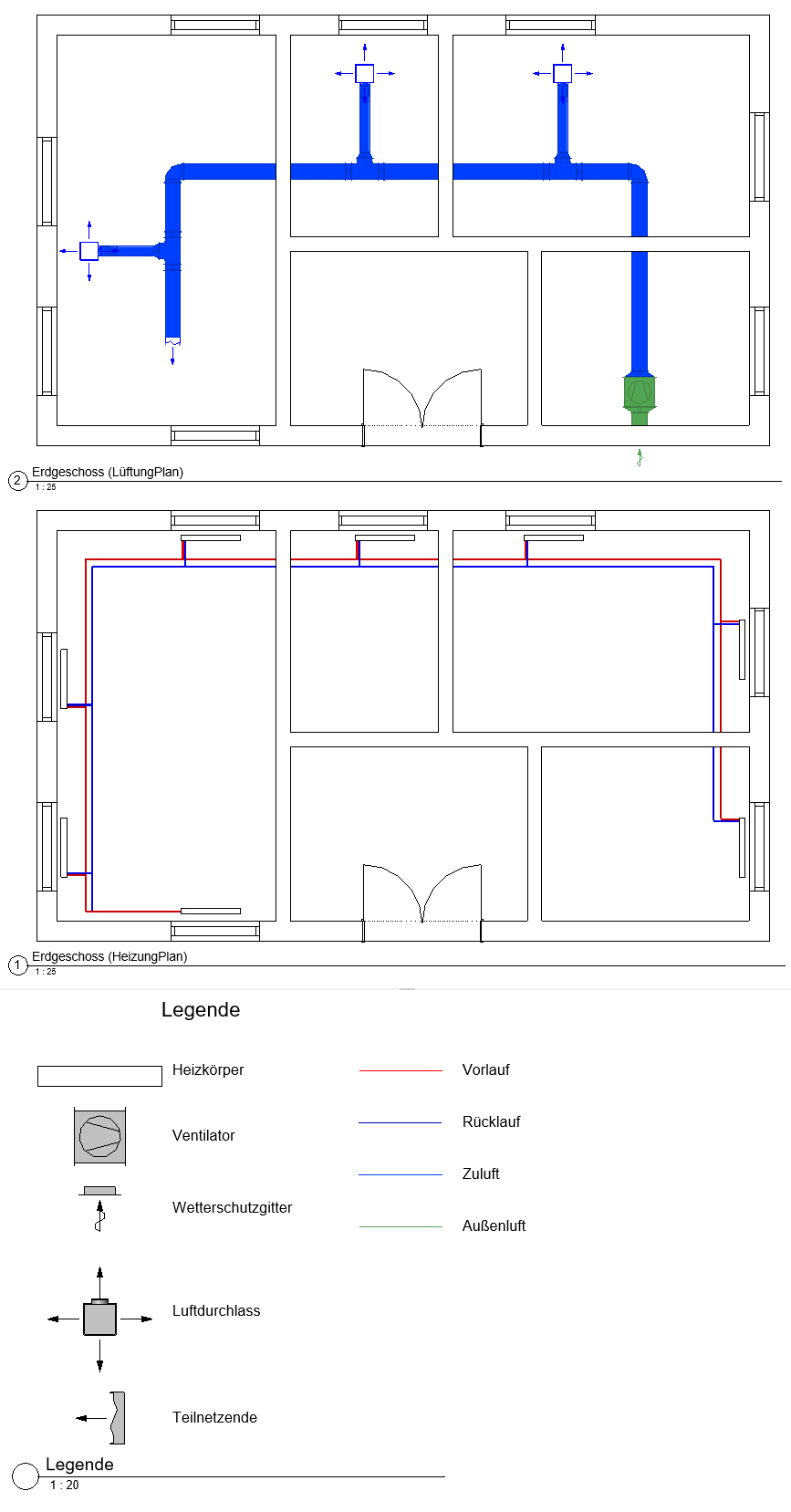 Schema Lüftung Legende Linear Revit