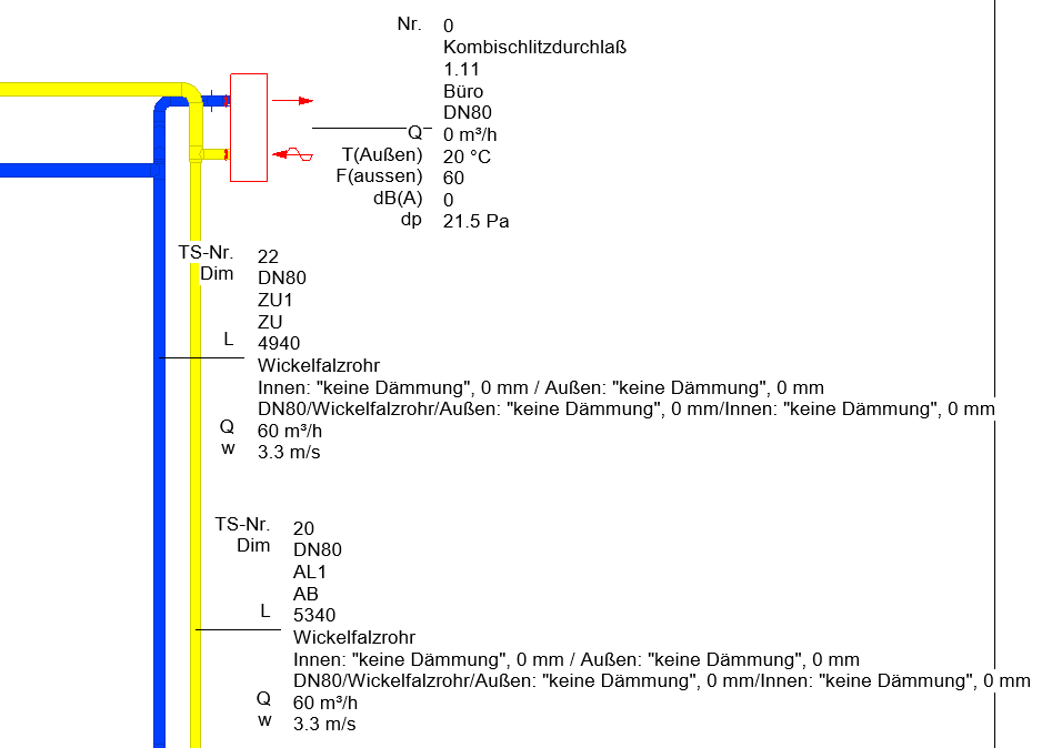 beschriftetes Rohrnetz Linear Revit