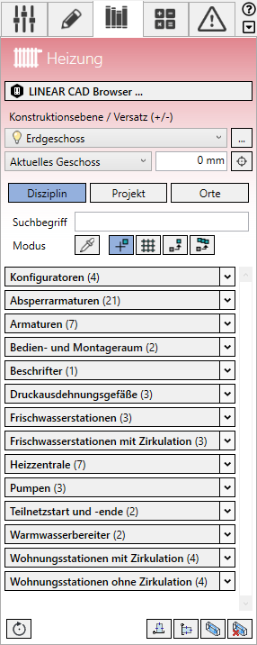 Bibliothek Tab Heizung Linear Revit