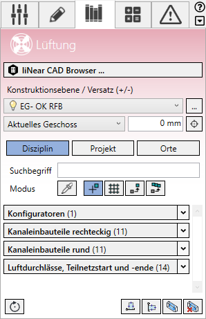Bibliothek Tab Lüftung Linear Revit
