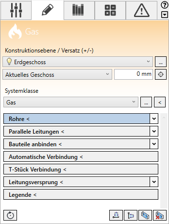 Konstruktion Tab Gas Linear Revit