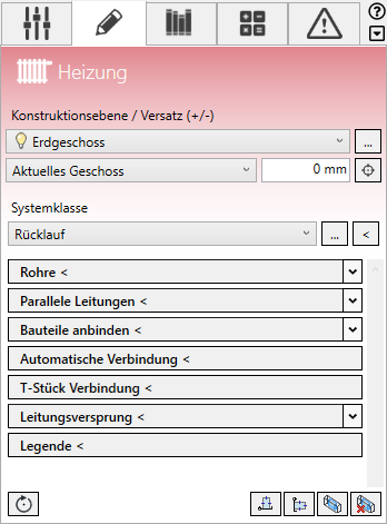 Konstruktion Tab Heizung Linear Revit