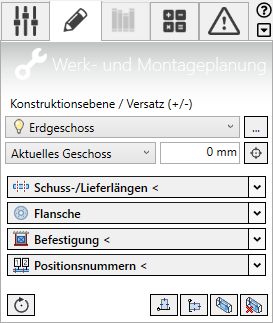 Werk Montageplanung Menü Linear Revit
