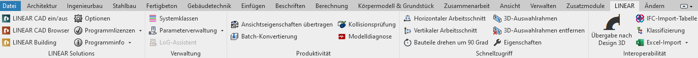 Menüleiste Linear Revit