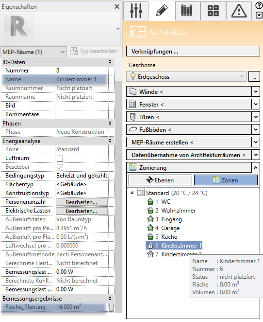 Tab Konstruktion Architektur Linear Revit