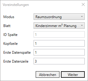 Dialog Voreinstellungen Linear Revit