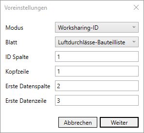 Dialog Voreinstellungen Linear Revit