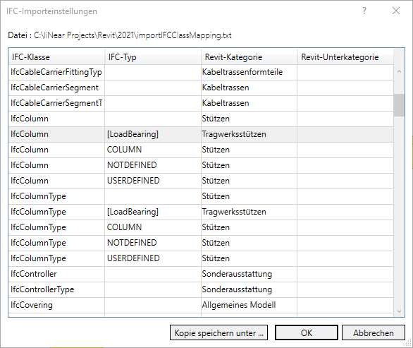 IFC Import Linear Revit