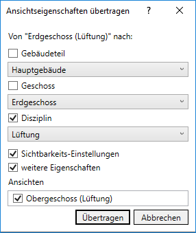 Dialog Ansichtseigenschaften Linear Revit