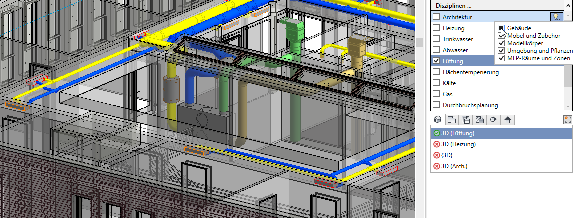 Bereich Disziplinen Linear Revit