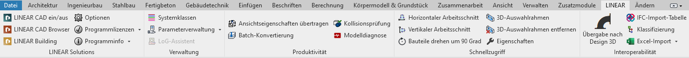 Linear Menüleiste Revit