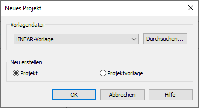 Neues Projekt Linear Revit