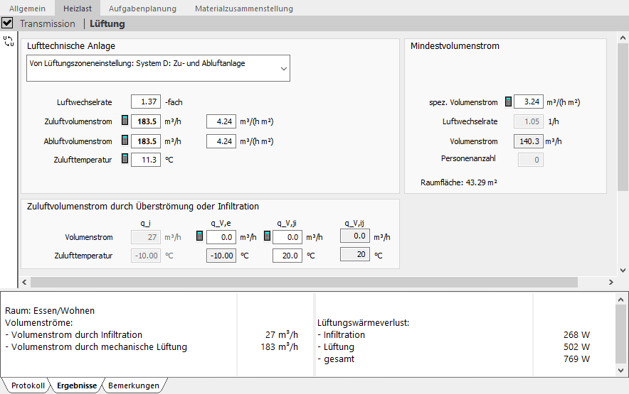 Heizlast Lüftung Lufttechnische Anlage Linear Building