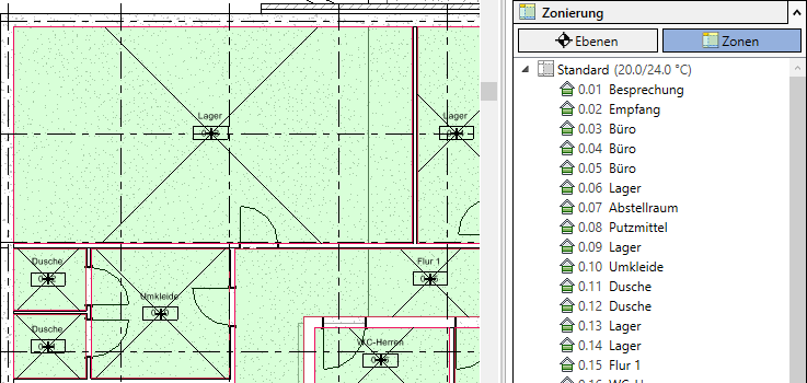 MEP Zonierung Bereich Linear Revit