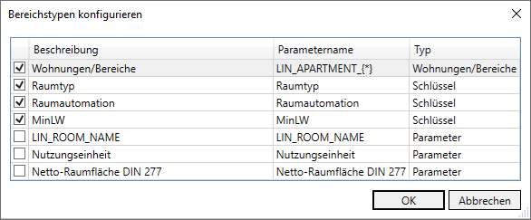 Dialog Bereichstypen Linear Revit