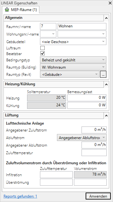 Eigenschaften MEP Linear Revit