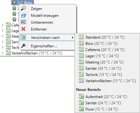 Kontextmenü Zonierung Linear Revit
