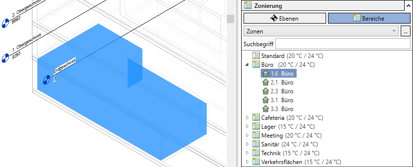 Bereich Zonierung Linear Revit