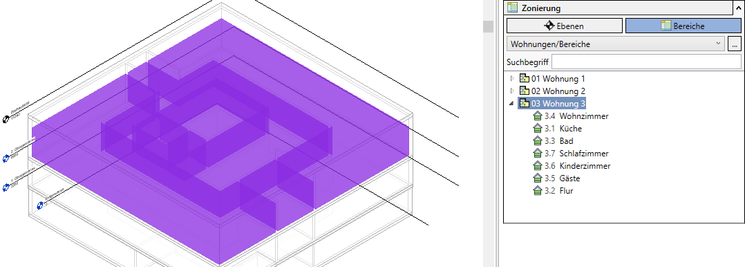 Bereich Zonierung Linear Revit