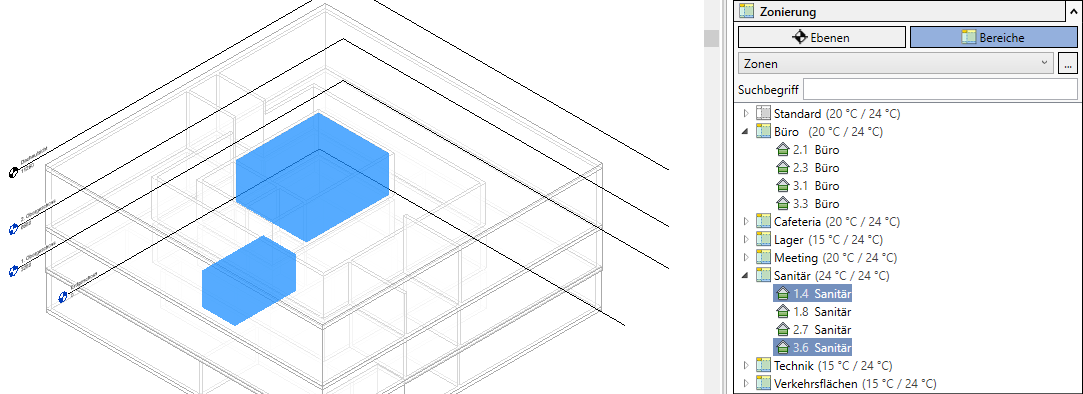 Bereich Zonierung Linear Revit