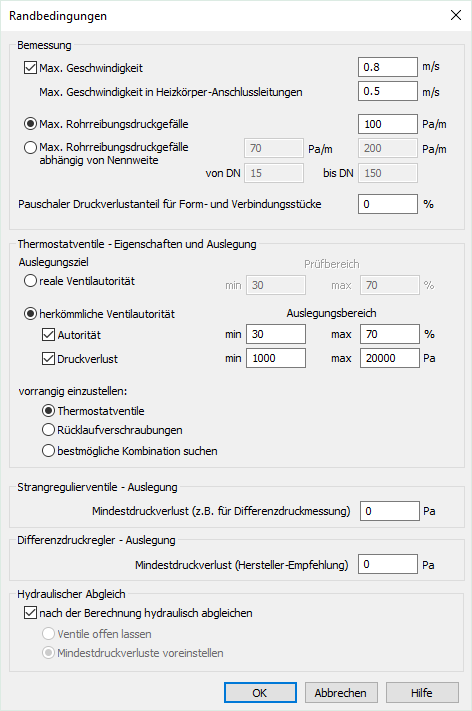 Randbedingungen Dialog Linear Analyse