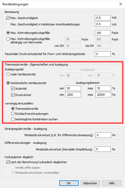 Randbedingungen Dialog Linear Analyse