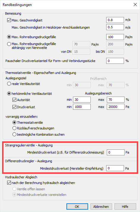 Randbedingungen Dialog Linear Analyse
