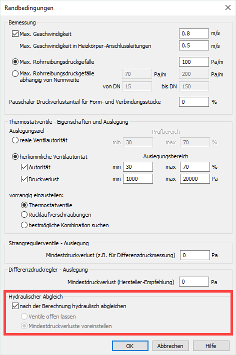 Randbedingungen Dialog Linear Analyse