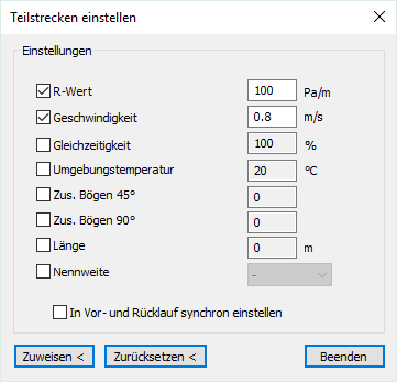 Teilstrecken einstellen Dialog Linear Revit