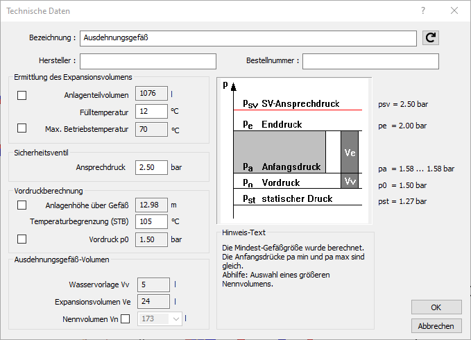 Technische Daten Ausdehnungsgefäße Linear Revit