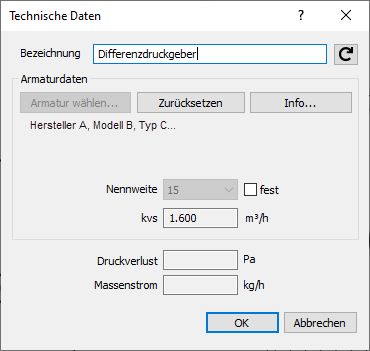 Technische Daten Differenzdruckgeber Linear Revit
