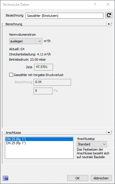 Technische Daten Gaszähler Linear Revit