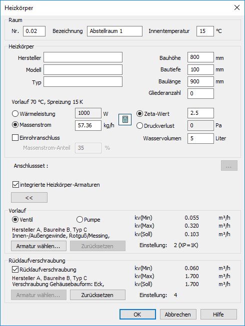 Technische Daten Heizkörper Linear Revit