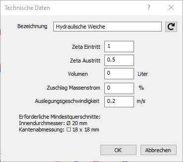 Technische Daten Hydraulische Weiche Linear Revit