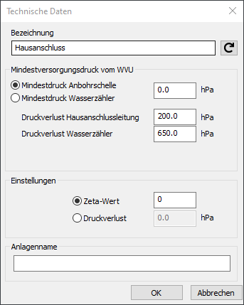 Technische Daten Hausanschluss