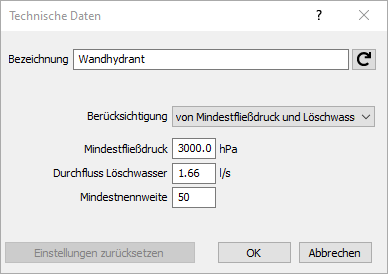Dialog Technische Daten Linear Revit
