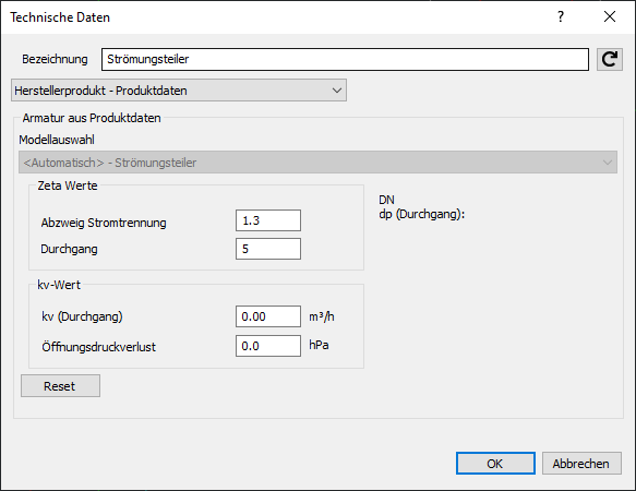 Bauteildaten Strömungsteiler Linear Revit
