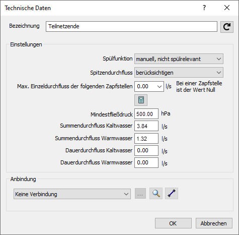 Dialog Technische Daten Linear Revit