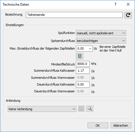 Dialog Technische Daten Linear Revit