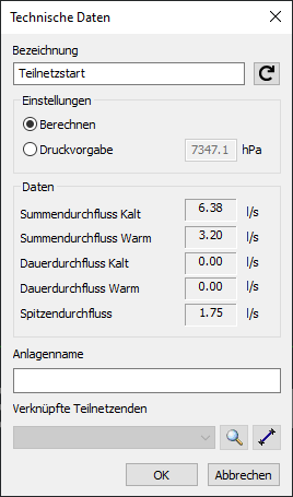Bauteildaten Teilnetzstart Linear Revit