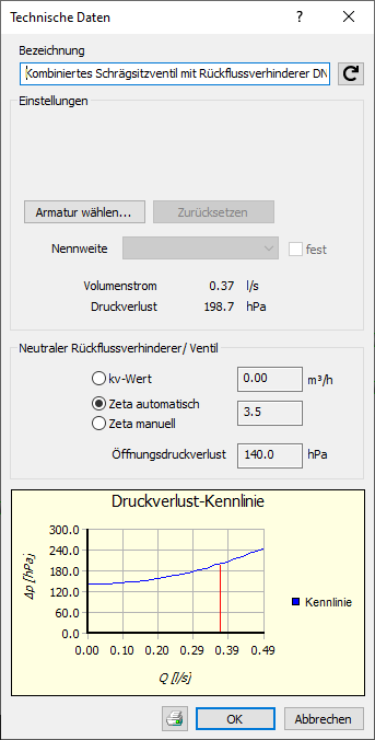 Dialog Technische Daten Linear Revit
