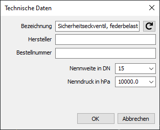 Technische Daten Sicherheitsventil Linear Revit